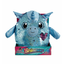 Shimmeez Yaffa The Unicorn, a Sparkling Sequin Soft Plush Toy, Reversible Sequins Go From Blue to Silver, Large Size