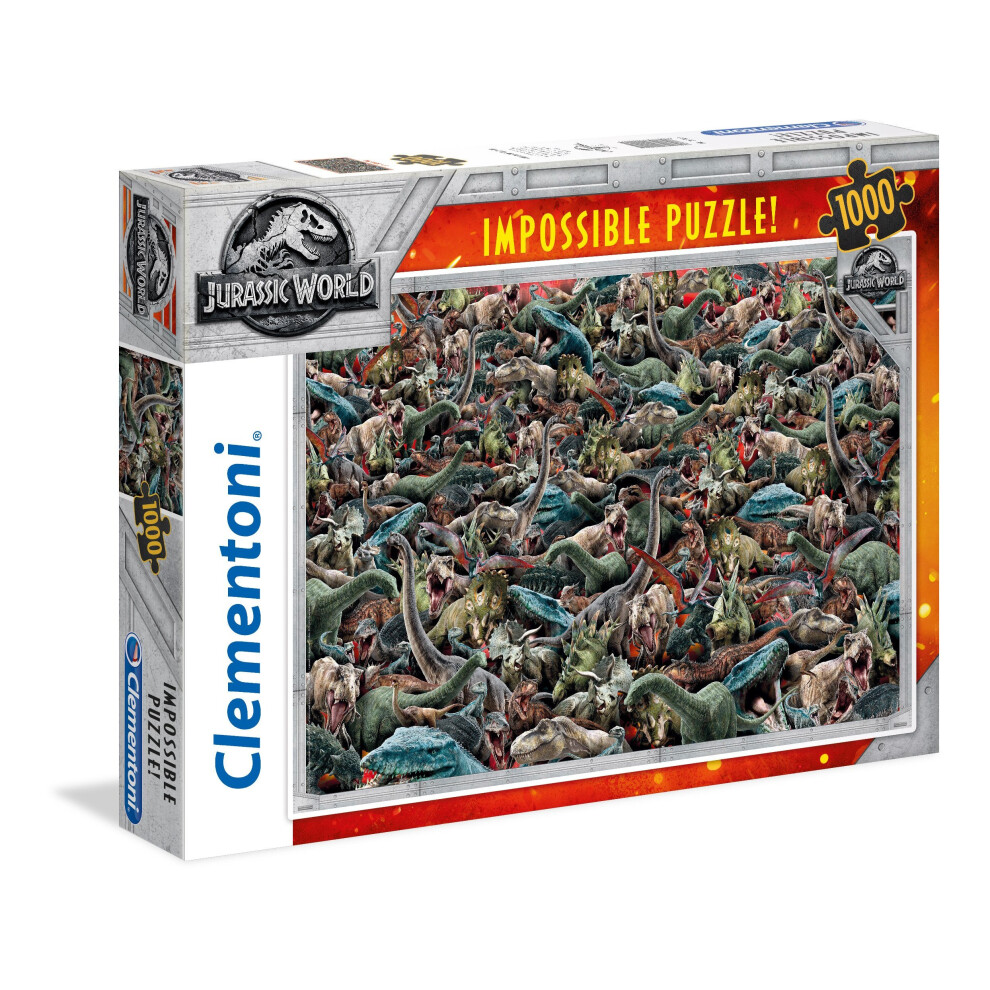 Clementoni 39470 Clementoni-39470-Impossible Puzzle-Jurassic World-1000 Pieces, Multi-Colour