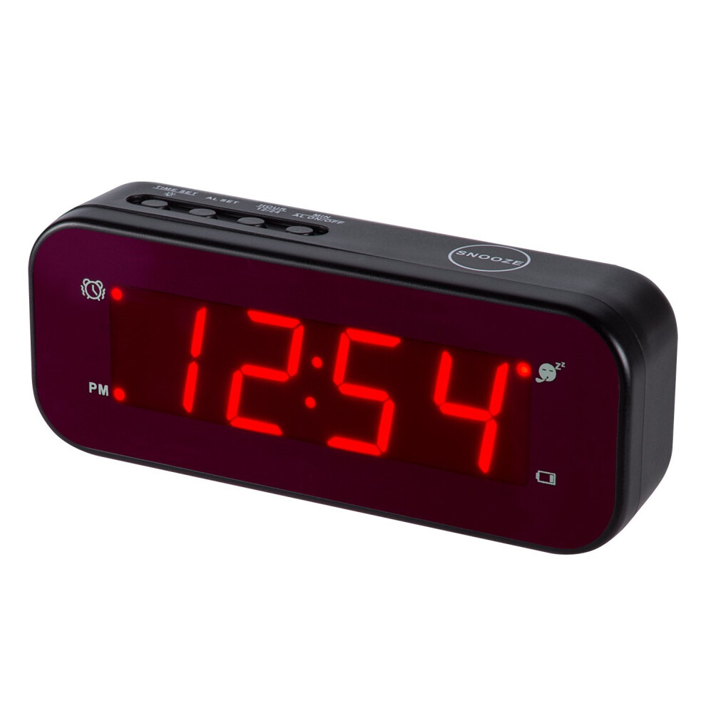 Timegyro Chaorong LED Alarm Clock Easy Setting and Battery Operated Only Big Red Digits for Bedroom/Living Room/Travel(Black)