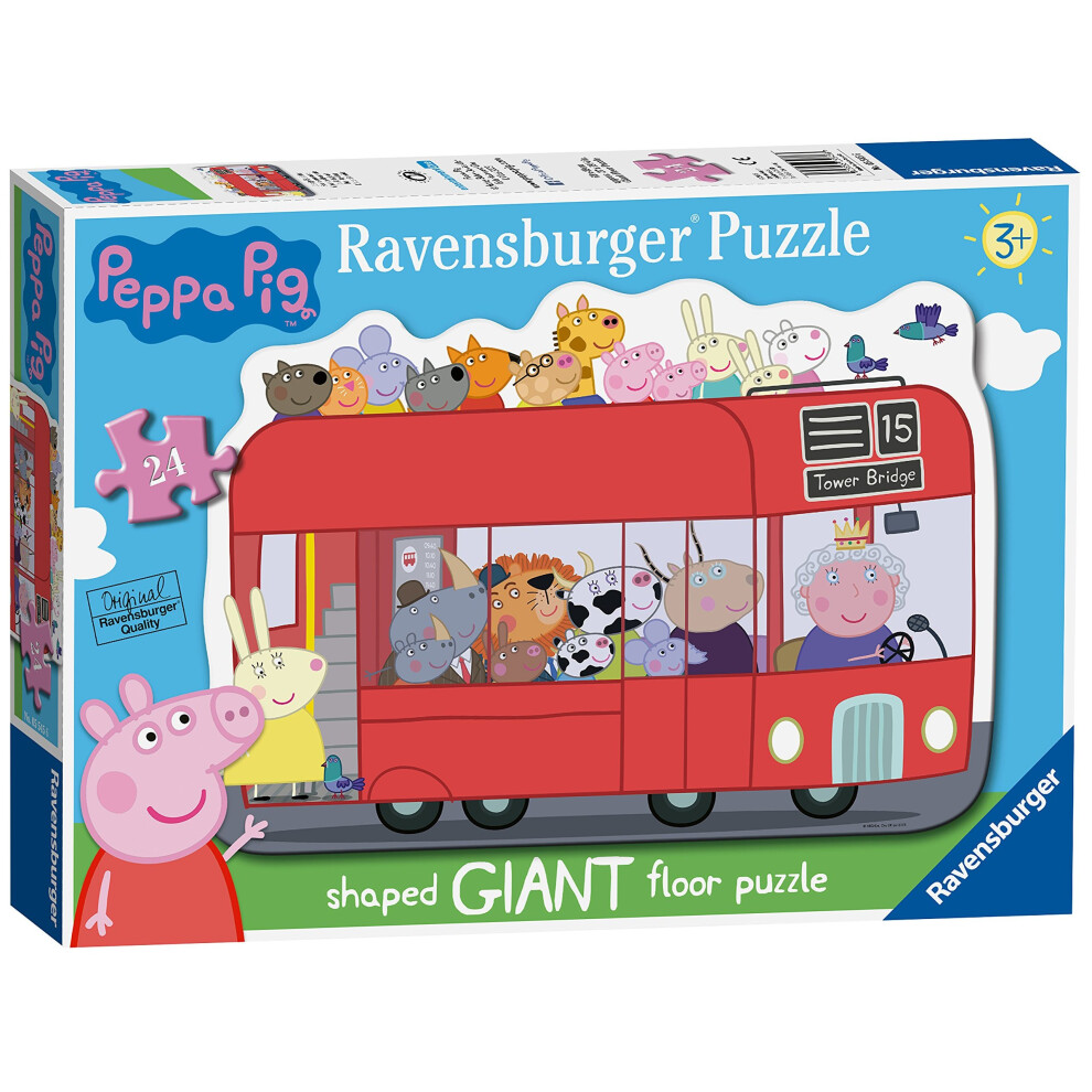 Ravensburger Peppa Pig London Bus, 24pc Giant Shaped Floor Jigsaw Puzzle