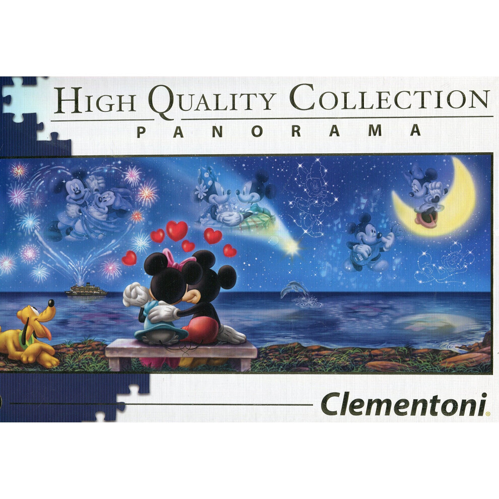 New Clementoni 39449 Disney Panorama Collection -39449-Disney Panorama Collection-Mickey & Minnie-1000 Pieces, Multi-Colour C-39449