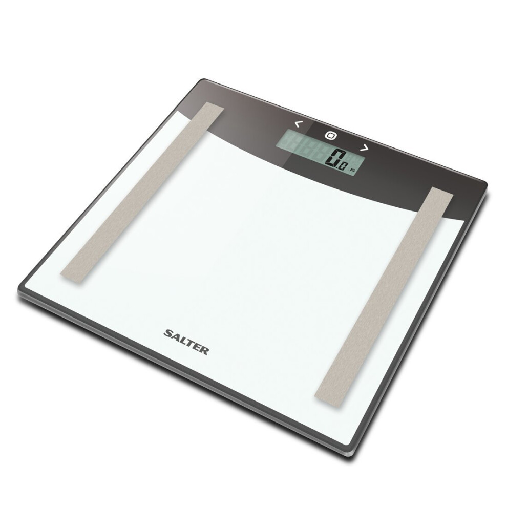 Salter Glass Body Analyser Bathroom Scales, Digital Electronic Scale for Precise Weighing, Easy Read Display Measure Weight Fat Water BMI, Step-On...