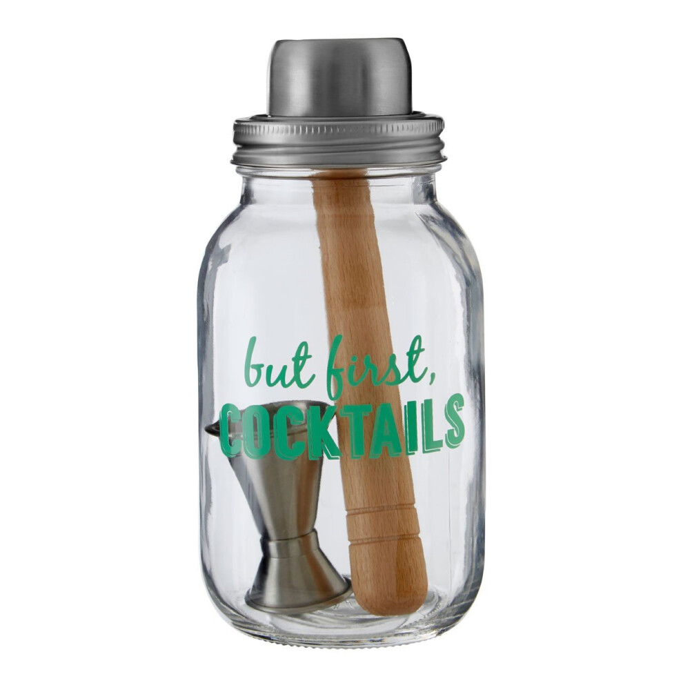 3 Piece But First Cocktail Jar