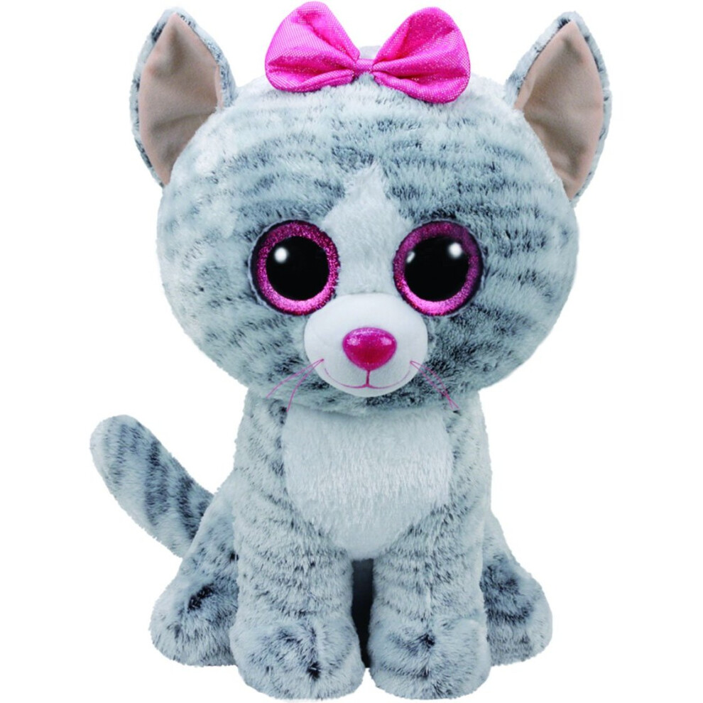 Ty 36838ÃÂ Kiki Cat Plush Toy with Glitter Eye Glubschi's Beanie Boo's, 42ÃÂ cm, Grey