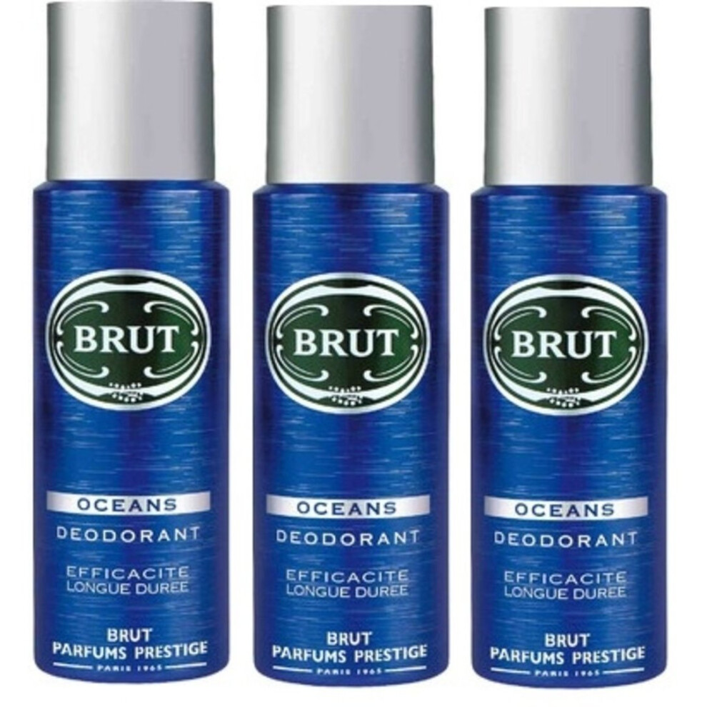 Brut Deodorant Body Spray Ocean 200ml THREE PACK