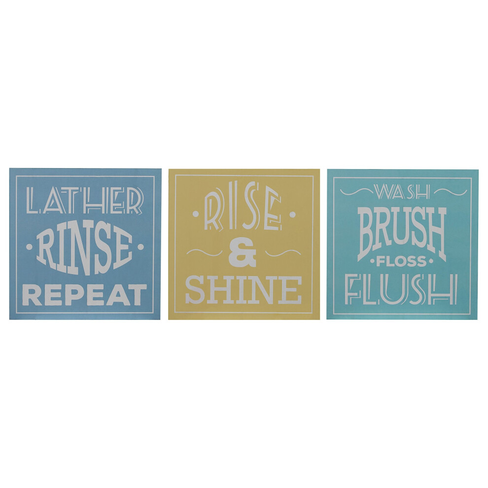 Premier Housewares Bathroom Wall Plaques - Multi-Colour, Set of 3