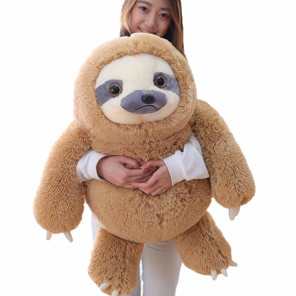 Winsterch-E Fluffy Giant Soft Toy Sloth Stuffed Animal Large Plush Sloth Toy Baby Doll Kids Gifts(Brown, 27.5 inches)