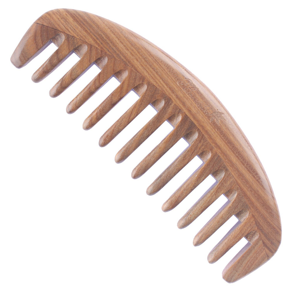 Breezelike Hair Comb for Curly Hair - Wide Tooth Detangling Sandalwood Comb - No Static Natural Aroma Wood Comb for Women, Men and Kids