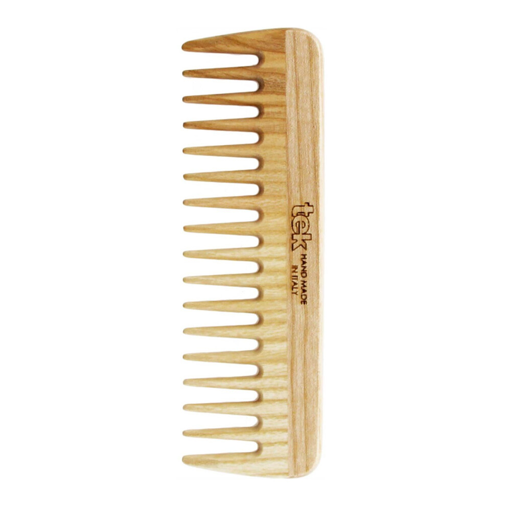 Tek Unisex Small Hair Comb In Ash Wood With Wide Teeth - Handmade In Italy