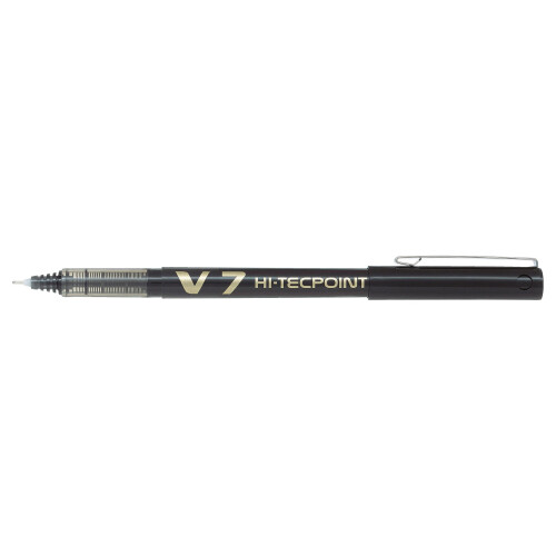 Pilot Pilot V7 Hi-Tecpoint Rollerball Pen, 0.7 mm Tip - Black, Pack of 3 2