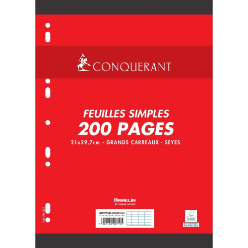 Conquérant - Punched Double Sided Paper A4 Seyès F. simples