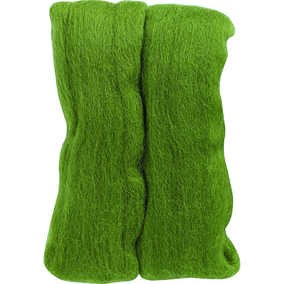 Clover Natural Wool Roving: Moss Green 20gm, 20