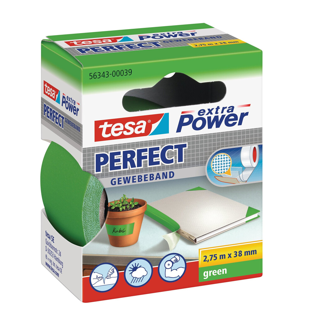Tesa Uk Ltd Tesa Uk Extra Power Cloth Repair Tape, 2.75 M X 38 Mm - Green 4042448032539