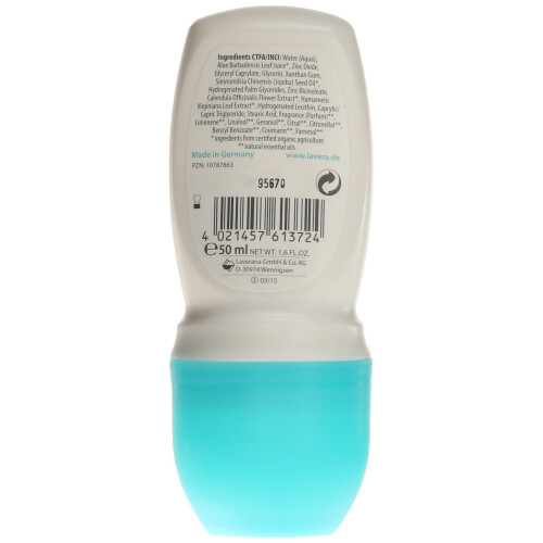 Lavera Basis Sensitiv Deodorant Roll On 24Â Sensitive Skin 50Â ml 1