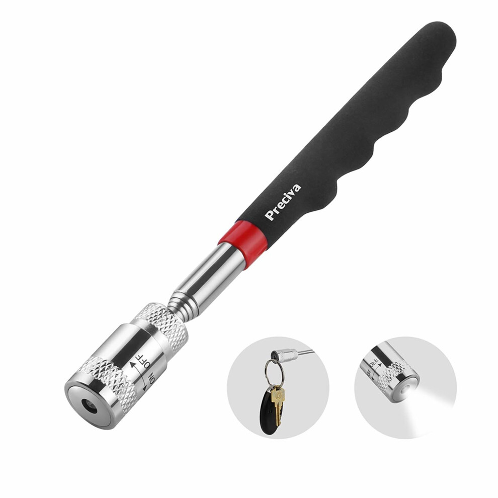 Magnetic Telescoping Pick Up Tool, Preciva Magnetic Picking Tool With Led Flash Light Retriever Wand 19 To 69 Cm Magnet 614070469362