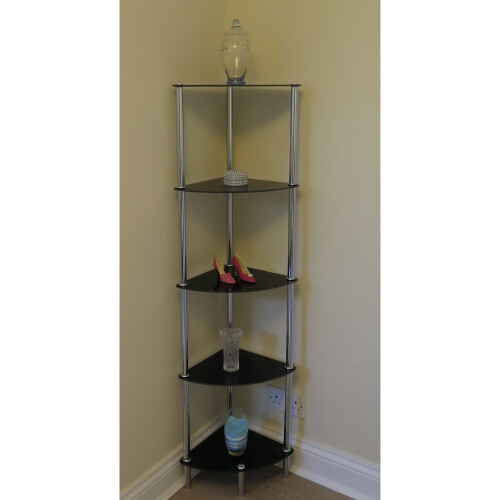 ASPECT Polo 5 Tier Corner Display Glass Unit-Black, S 2