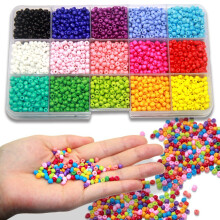 Ewparts 3mm Mini Glass Beads for Children DIY Bracelet Art & Jewellery-Making, Baby girls Gift, Bead String Making Set (Full Color)