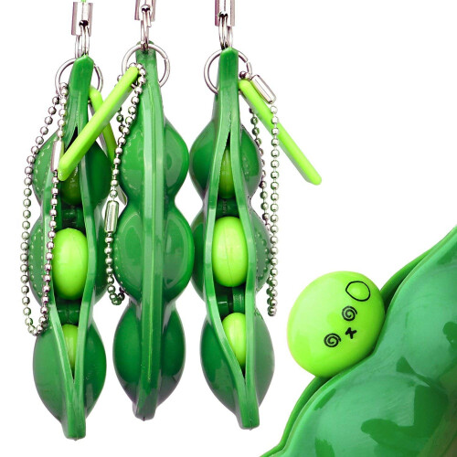 ZhengYue Squeeze Bean Keychain Fidget Toys Squishy Pea Pod Stress Toy Bring Fun for Kids and Adluts with Reduce Anxiety and Stress,Squeeze-a-Bean...