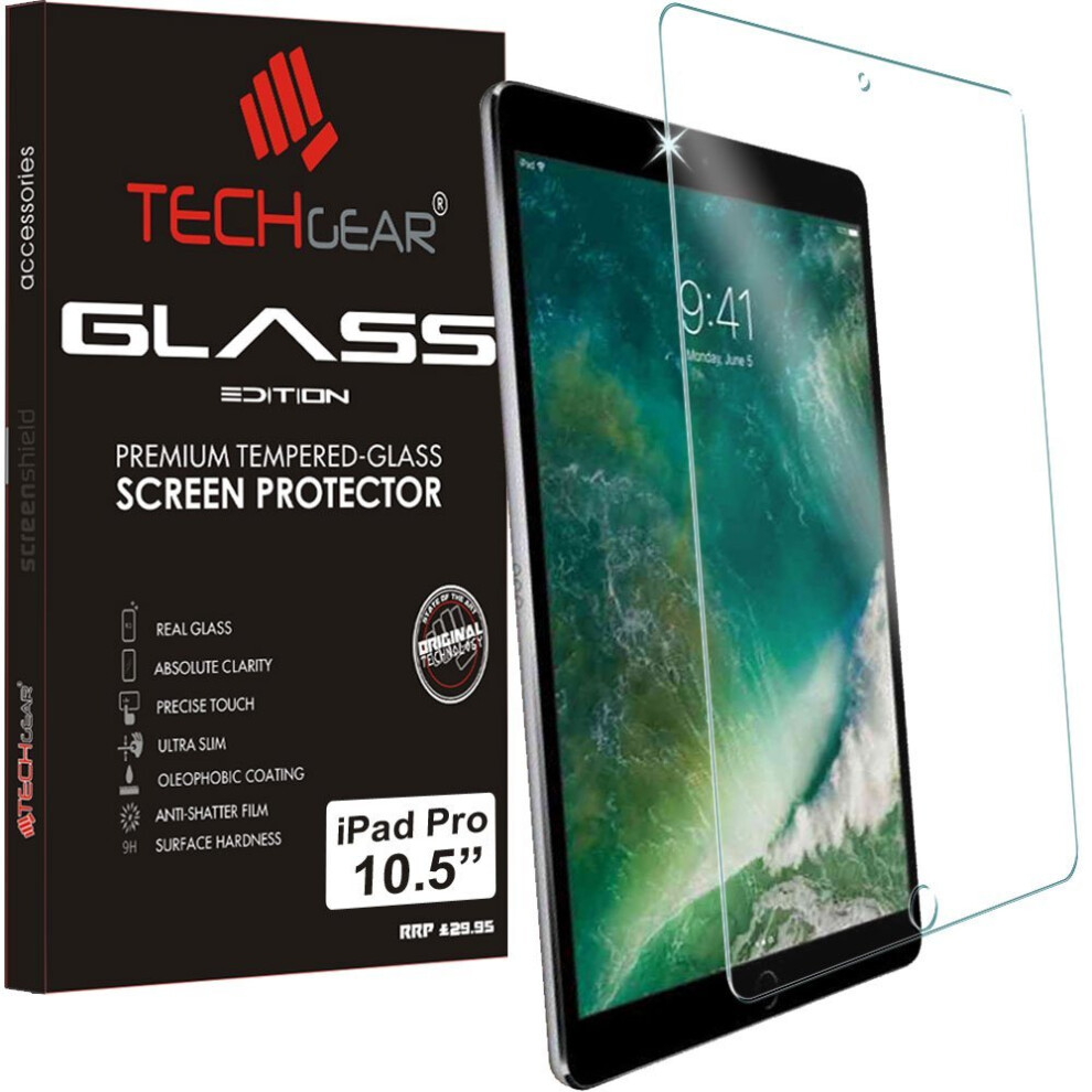 TECHGEAR GLASS Edition for iPad Pro 10.5" - Genuine Tempered Glass Screen Protector Guard Cover Compatible with Apple iPad Pro 10.5 (Models: A1701,...