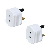 Invero® 2x Pack of Shaver Adaptor UK 3 Pin to 2 Pin Socket Plug Fuse ideal for Electric Toothbrush, Bathroom Shaving and more - White