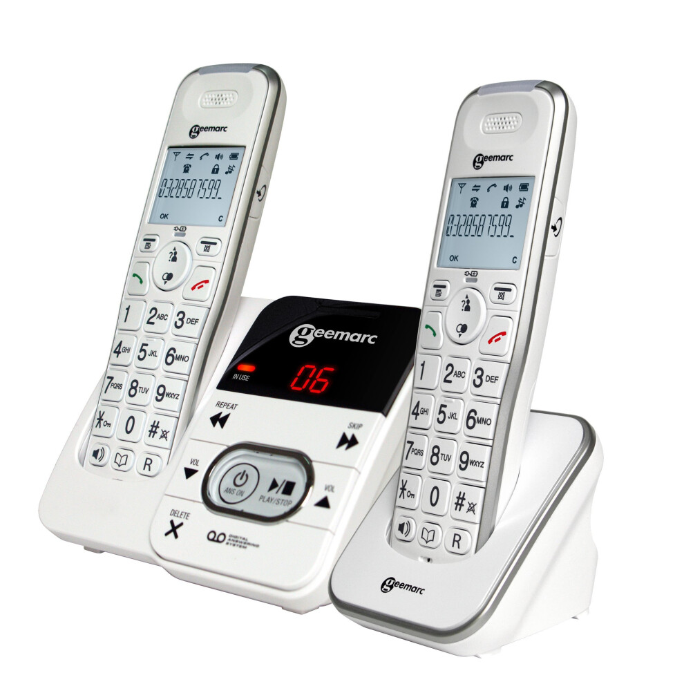Photos - VoIP Phone Geemarc Amplidect295 TWIN PACK -Amplified Cordless Twinpack Telephones with Integral Answering Machine and Caller ID- UK Ver 