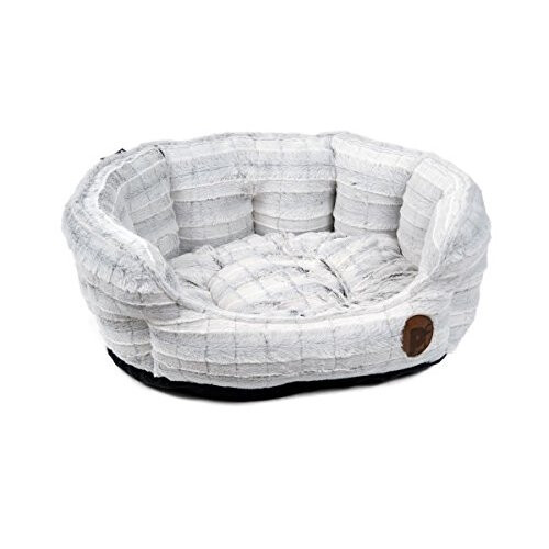 Petface Plush Oval Dog Bed, Medium, White