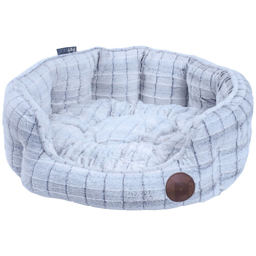 Petface Plush Oval Dog Bed, Medium, White 1