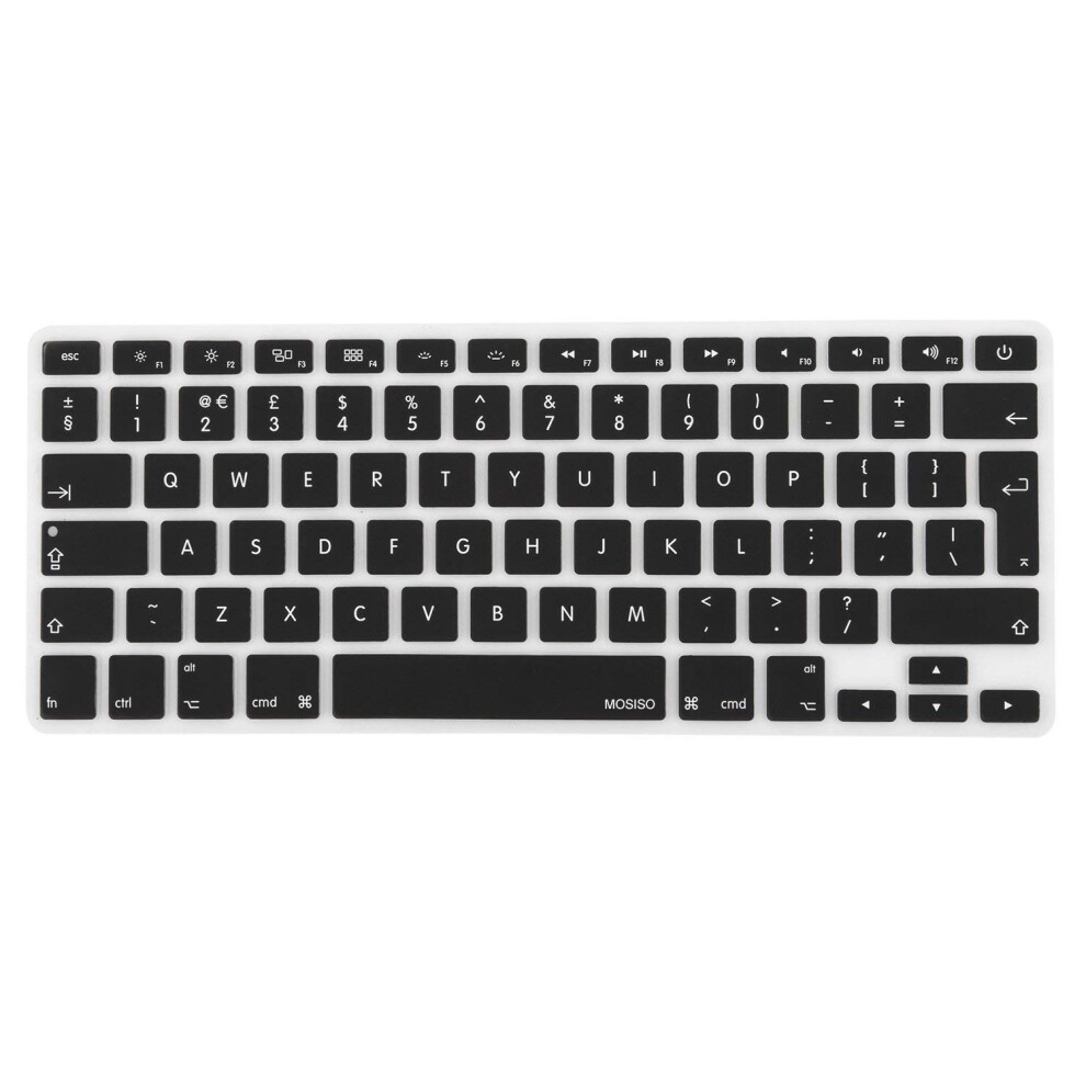 MOSISO EU/UK Keyboard Cover for Macbook Pro 13 Inch, 15 Inch (with or without Retina Display, 2015 or Older Version) Macbook Air 13 Inch, Black