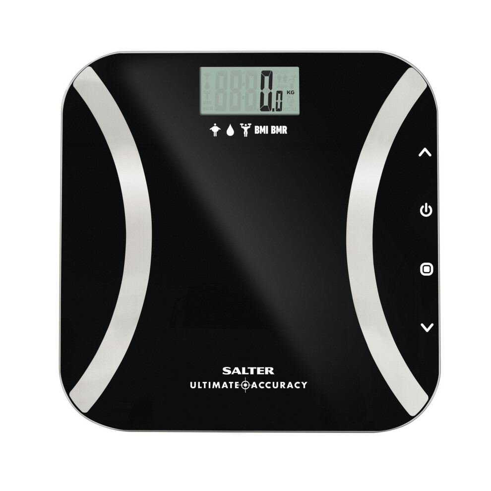 Salter Ultimate Accuracy Digital Analyser Scales - Measure 50g Increments, Step-On Instant Reading of Weight, Body Fat, Water, Lean Mass, BMI, BMR...