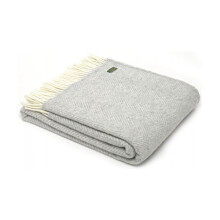 Tweedmill Luxury Throw Blanket - 100% Pure New Wool - Lifestyle FISHBONE (SILVER GREY)