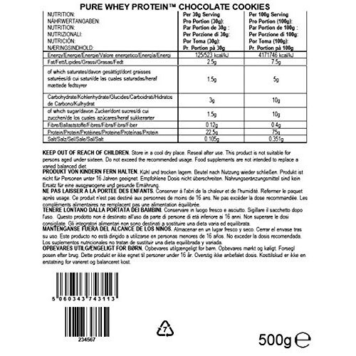BULK POWDERS BULK POWDERS Pure Whey Protein Powder Shake, Chocolate Cookie, 500 g 1