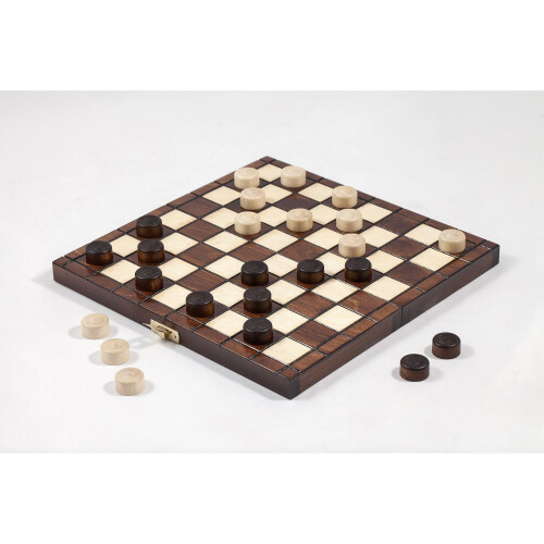 10" Traditional Hand Crafted Wooden Draughts Checkers Set 1