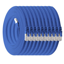 1aTTack.de 0,25m - blue - 10 pieces CAT.7 Ethernet Gigabit LAN Cable (HIGH SPEED FLAT Networkcable) 600 MHz, 10000 Mbit/s, Slim, patchkabel...