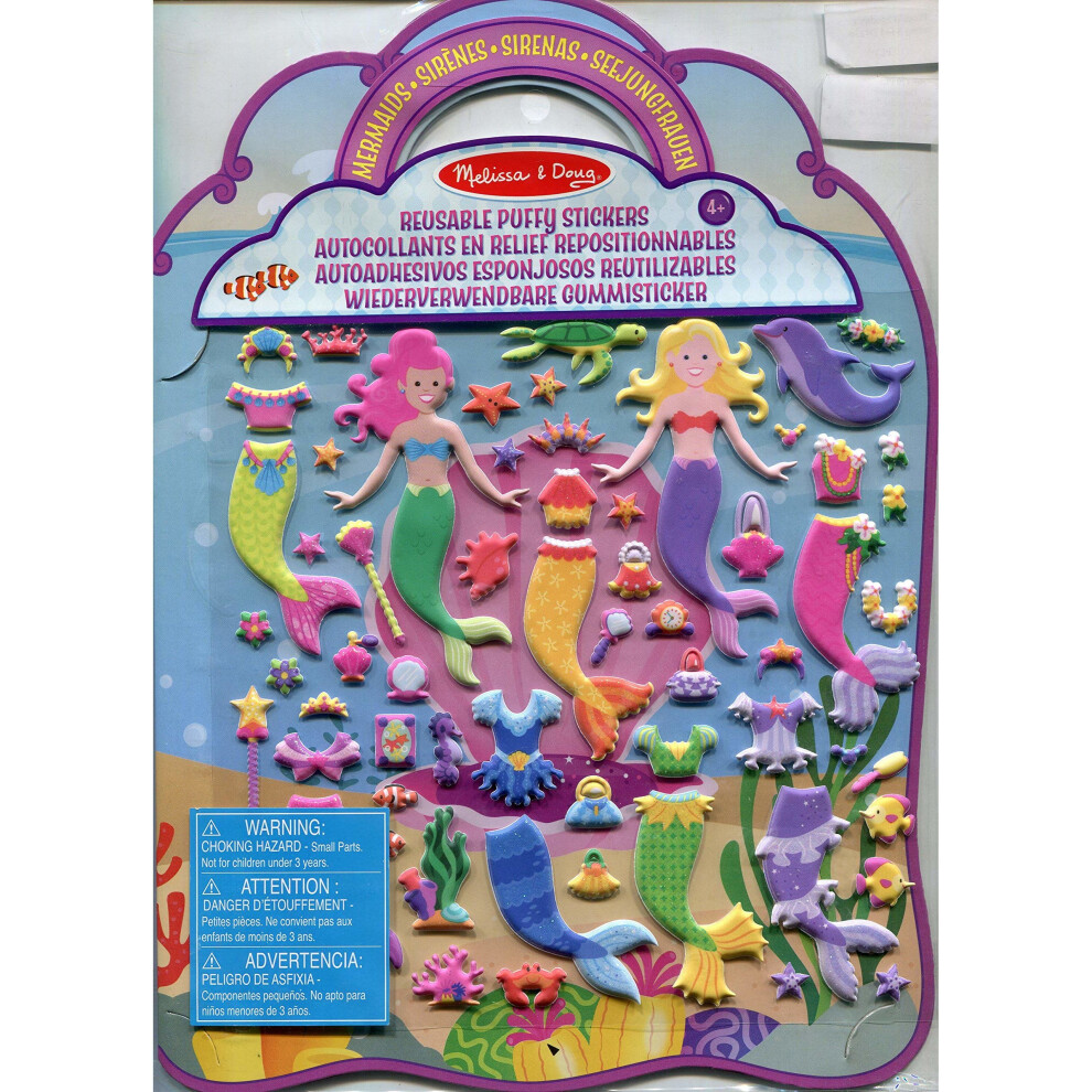 Melissa & Doug 19413 Mermaids Puffy Activity Book with 65 Reusable Stickers, Standalone