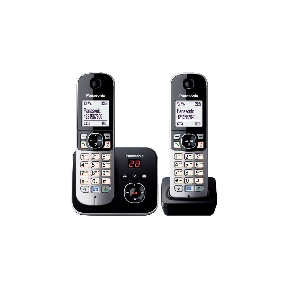 Panasonic KX-TG6822 Cordless Phone with Answering Machine (Hands Free Functionality, Low Radiation)