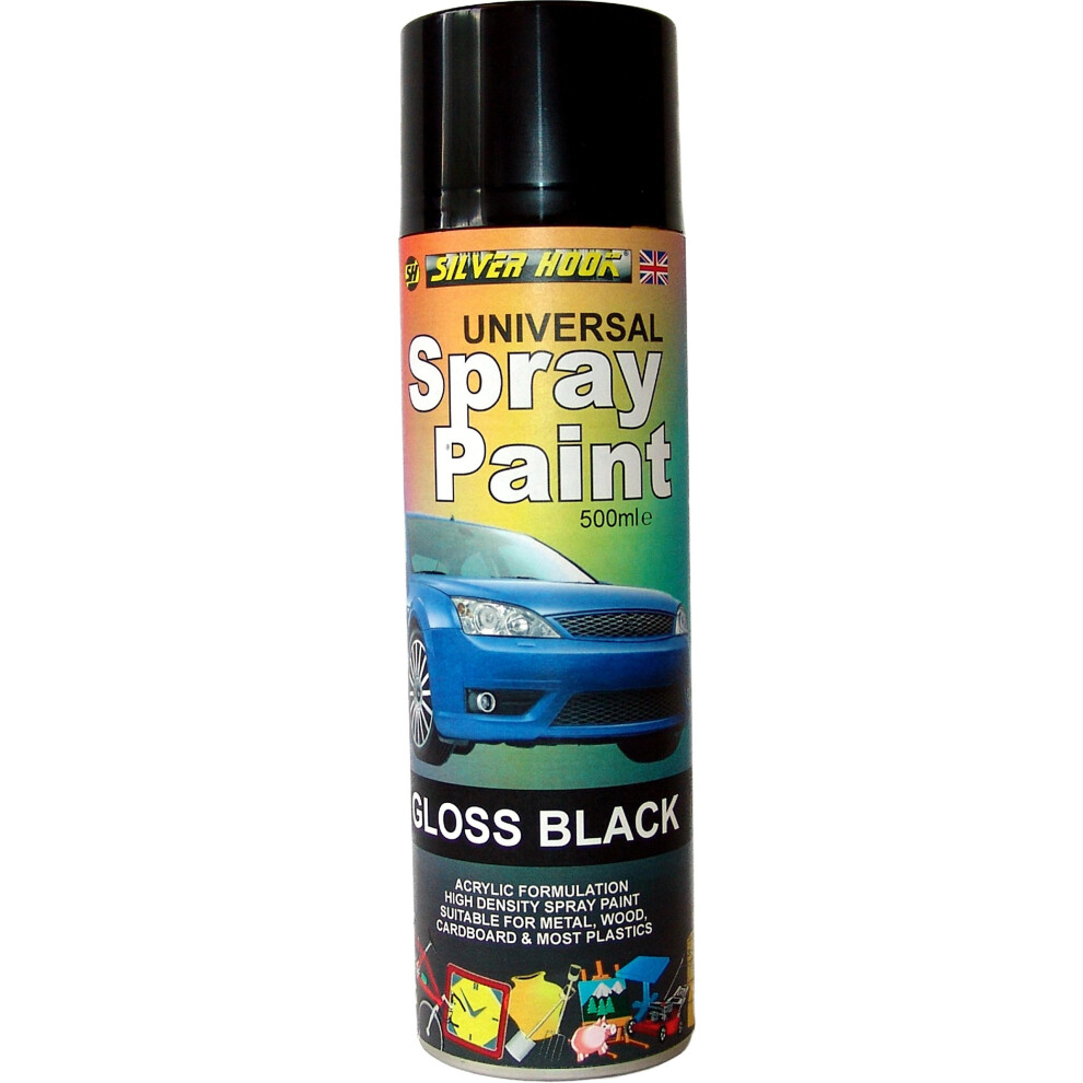 Silverhook Spb05 Spray Paint, 500 Ml, Gloss Black 5036029500189