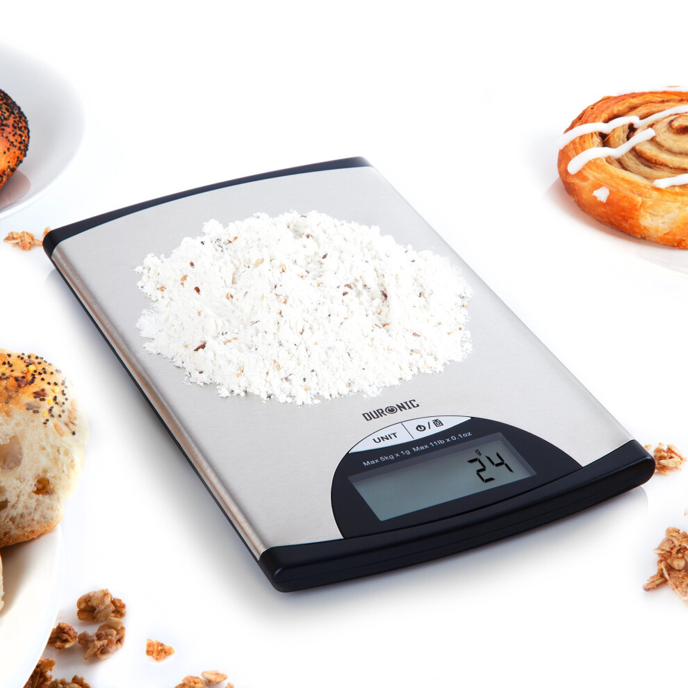 Duronic Clear/Black Digital Kitchen Scales Ks7000, 1.5L Bowl, 5Kg Capacity, Digital Display, Add & Weigh Tare, 1G Precision, Measure Ingredients For Cooking & Baking ( 1.5L) - Image 2