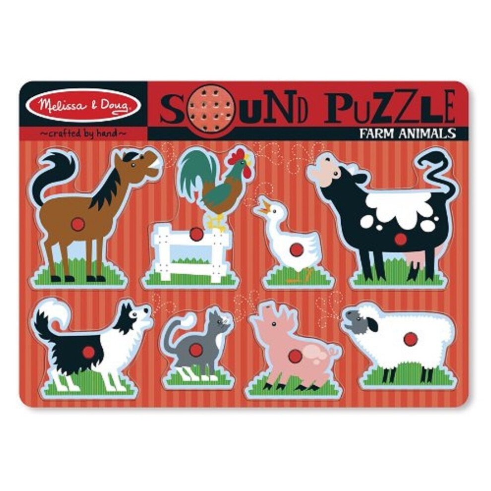 Melissa & Doug Farm Animals Sound Puzzle - Wooden Peg Puzzle With Sound Effects (8 pcs)