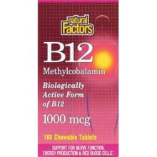 Natural Factors, B12, Methylcobalamin, 1.000 mcg, 180 Kautabletten