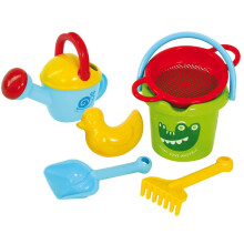 Wasserspiel und Strand GOWI - Eimer + Gießkanne - 6 Teile - Zufällige Farbe