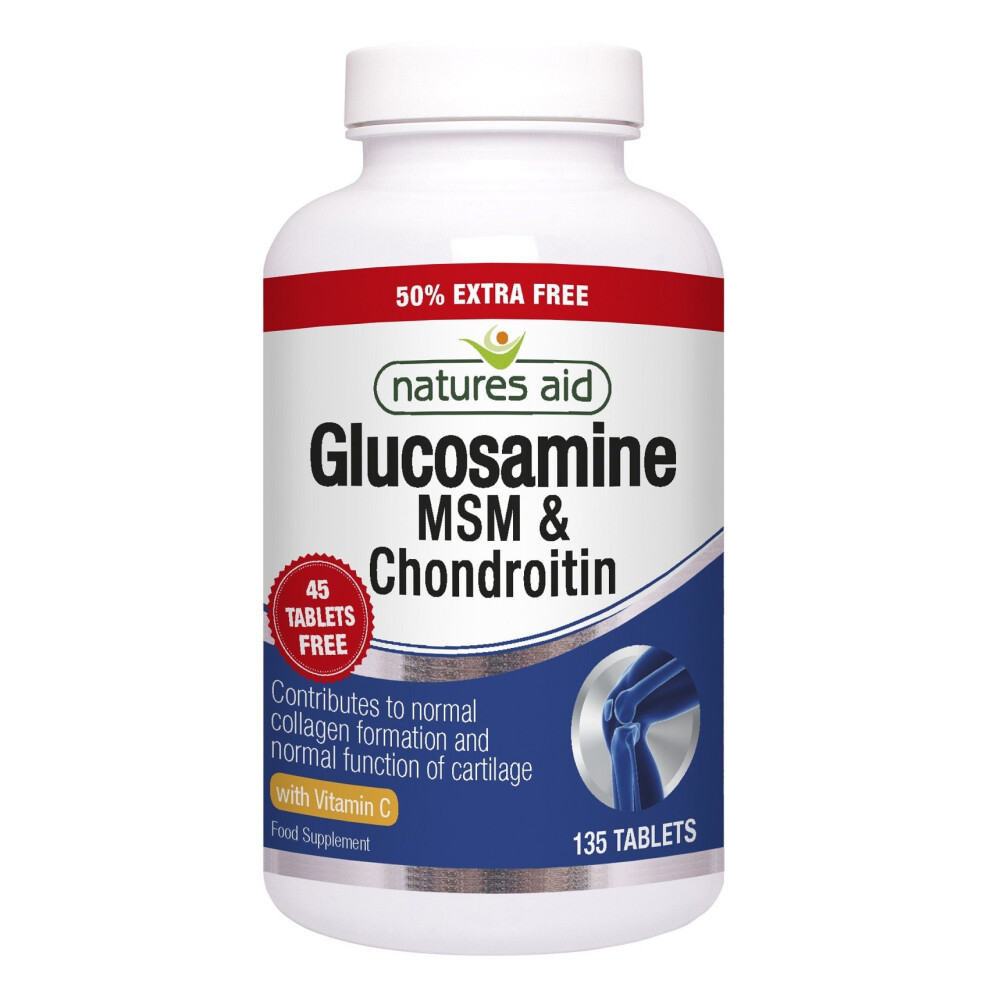 Natures Aid Glucosamine MSM & Chondroitin 135 Tablets (90 Tablets Plus 45 free)