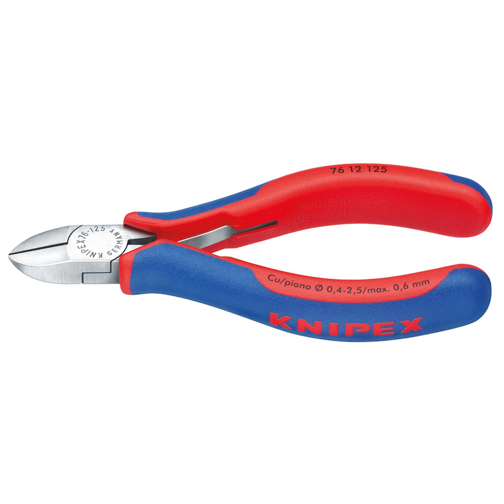 Knipex 76 12 125 Diagonal Cutter for electromechanics Black atramentized with Multi-Component Grips 125 mm, Red, Single Piece