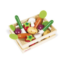 Janod J05611 Wooden Vegetables Crate, 12 Pieces - Plush Soft Toy