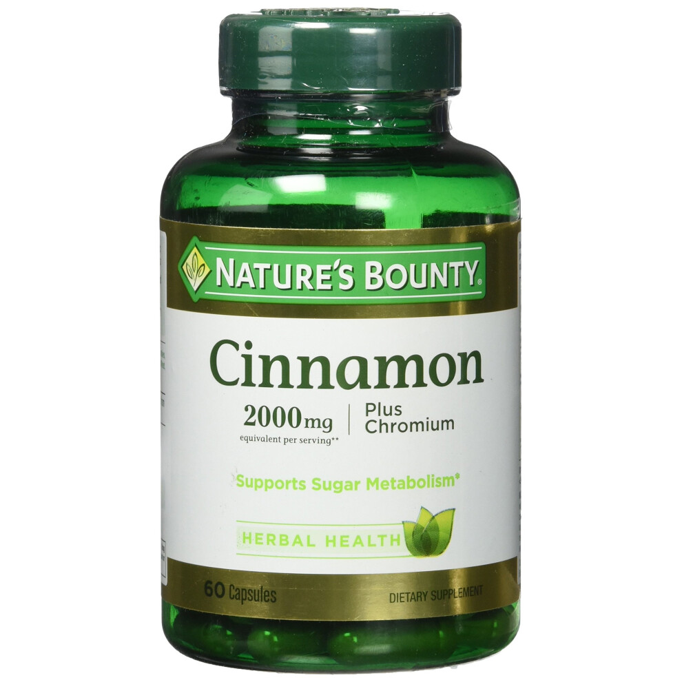 Nature's Bounty Cinnamon 2000mg Plus Chromium, Dietary Supplement Capsules 60 Ea