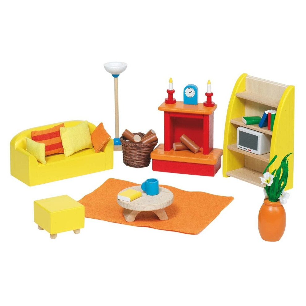 GoKi 51904 Wooden Doll's House Living Room, 34 pieces