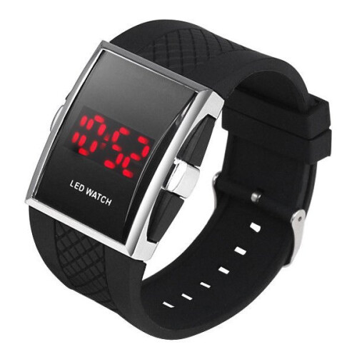 Black digital rectangular clearance led watch