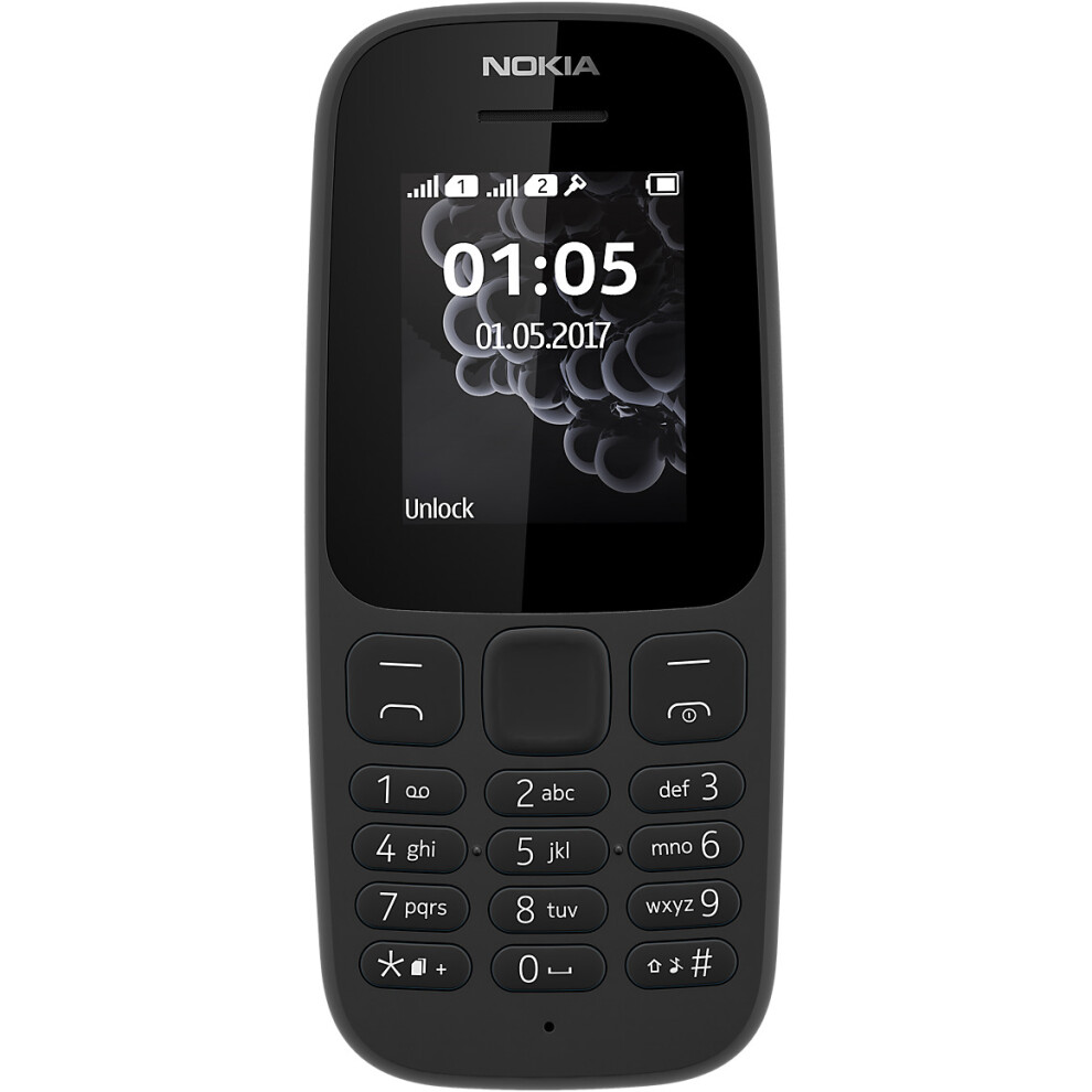 (Black) Nokia 105 (2017) Dual Sim | 4MB | 4MB RAM