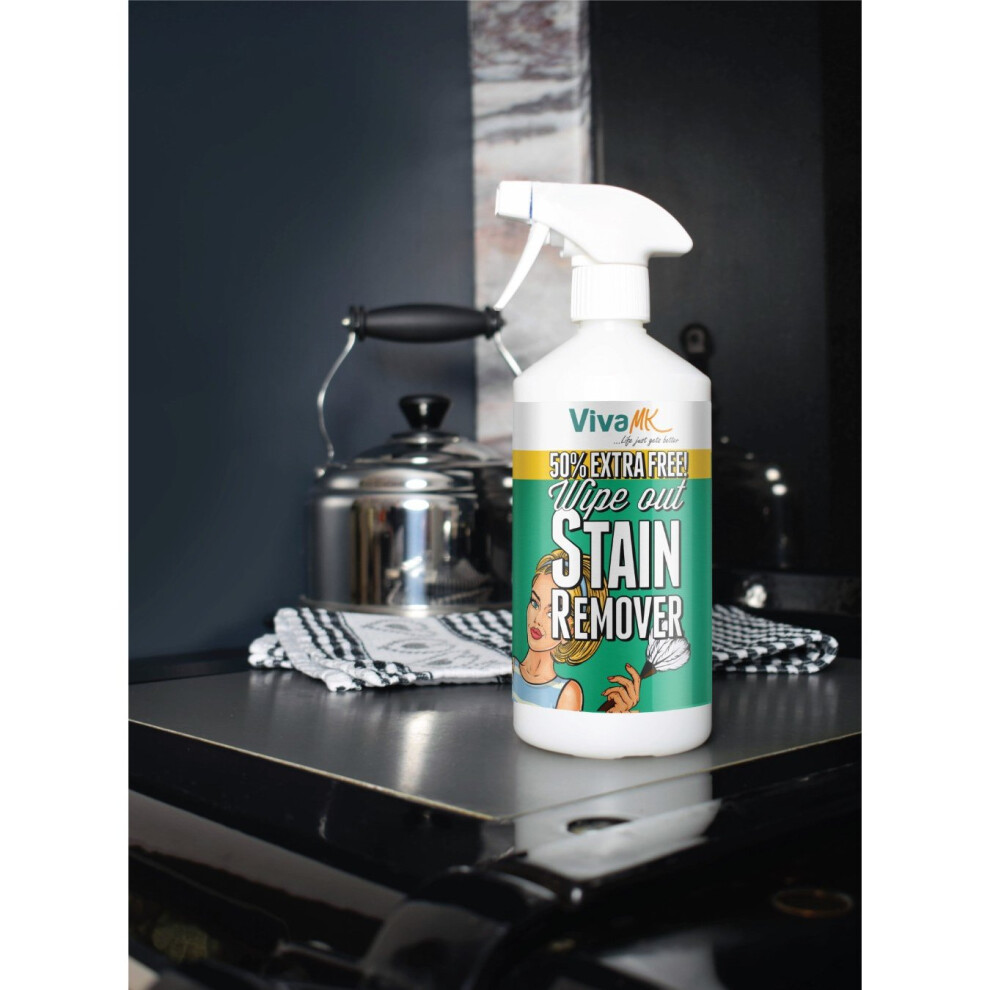 Wipeout Stain Remover 50% extra Free, Removes dirt and grime.