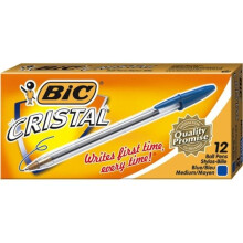 Cristal Stic Στυλό Μπάλα, Μεσαίο Πίεσης, 1.0mm, Μπλε Μελάνι/Διαφανής Θήκη, Κλιπ Τσέπης BICMS11BE