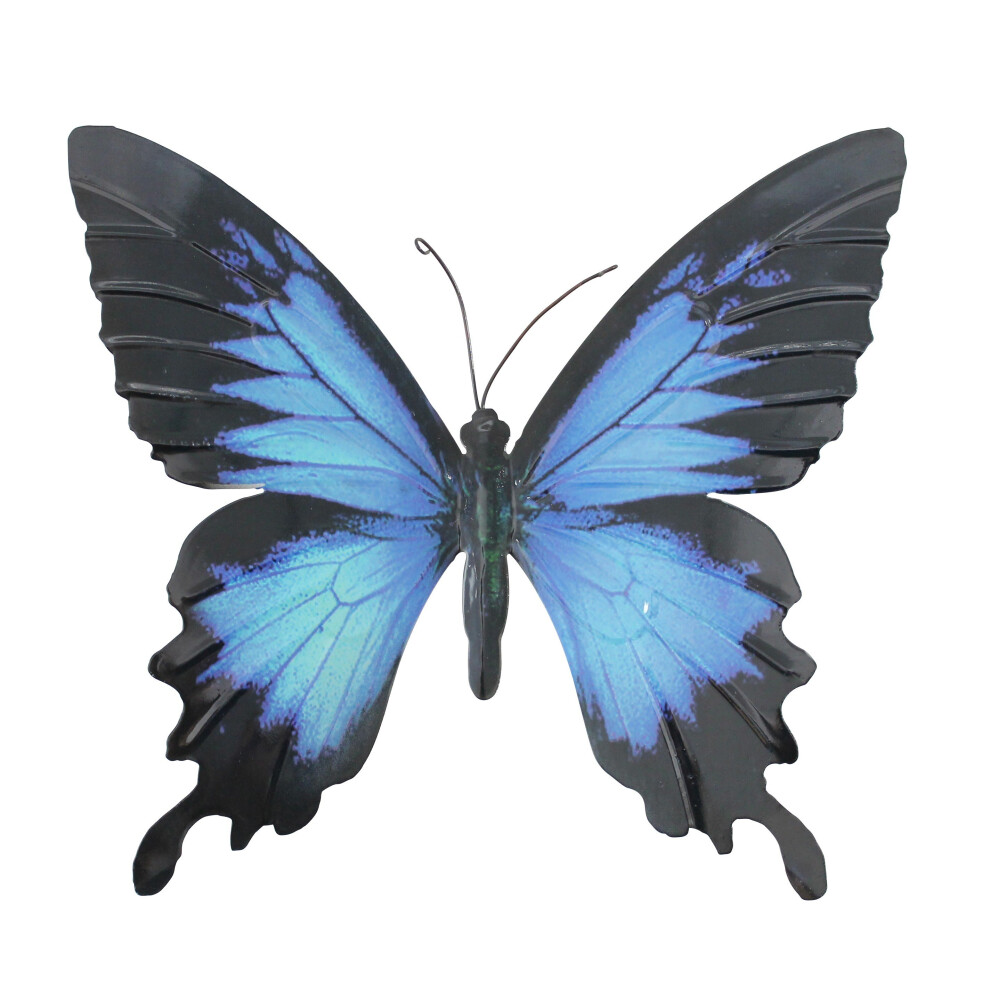 (Blue And Black) Primus Large Metal Butterfly Garden Wall Art Gift